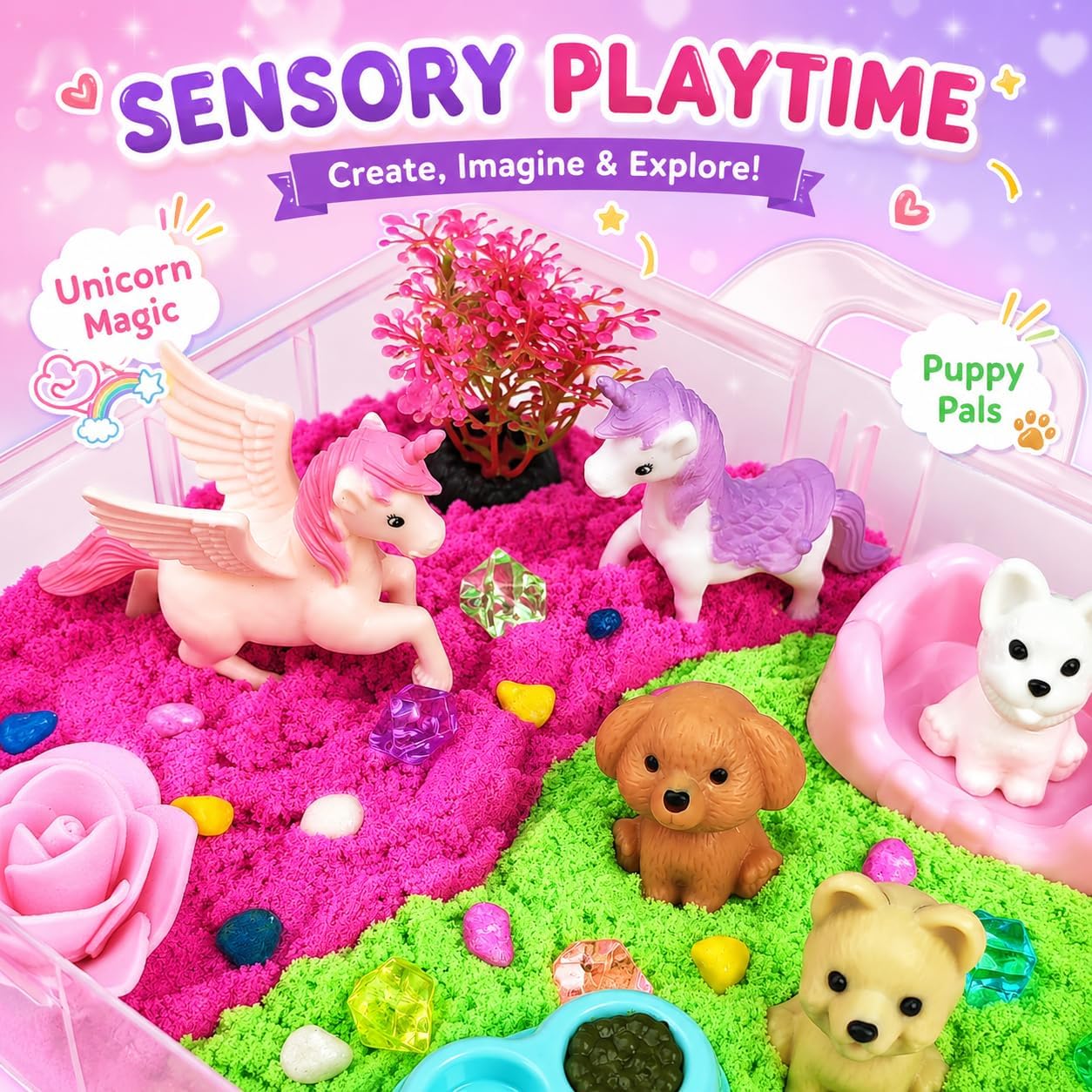Dino & Ocean Sensory Bin, Dino & Ocean Sensory Toys with Play Sand for Toddlers Boys and Girls,Kids Toys Gift Sand Box for Age 3 4 5 6 7 8