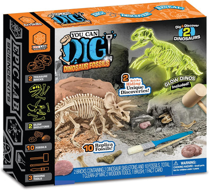 ArtSkills Epic Lab Dinosaur Fossil Digging Kit for Kids, Glow in the Dark Dinosaur Bones for Kids to Dig Up, Gifts for Boys 8-12