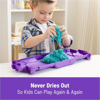 Kinetic Sand Mold n’ Flow with 1.5lbs Red & Teal Play Sand, 3 Tools, Sensory Toys for Kids Ages 3 and up