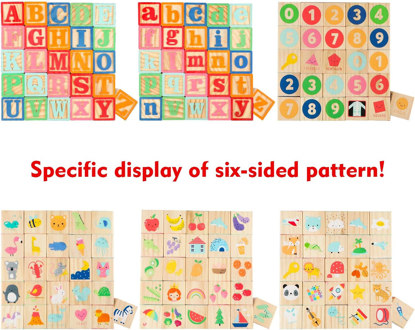Joqutoys ABC Wooden Building Blocks for Toddlers 1-3 Large, 26 PCS Alphabet & Number Stacking Blocks, Educational Learning Toys for Boys Girls Kids Gifts 1.65''
