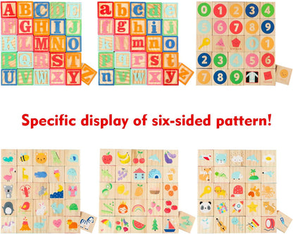 Joqutoys ABC Wooden Building Blocks for Toddlers 1-3 Large, 26 PCS Alphabet & Number Stacking Blocks, Educational Learning Toys for Boys Girls Kids Gifts 1.65''