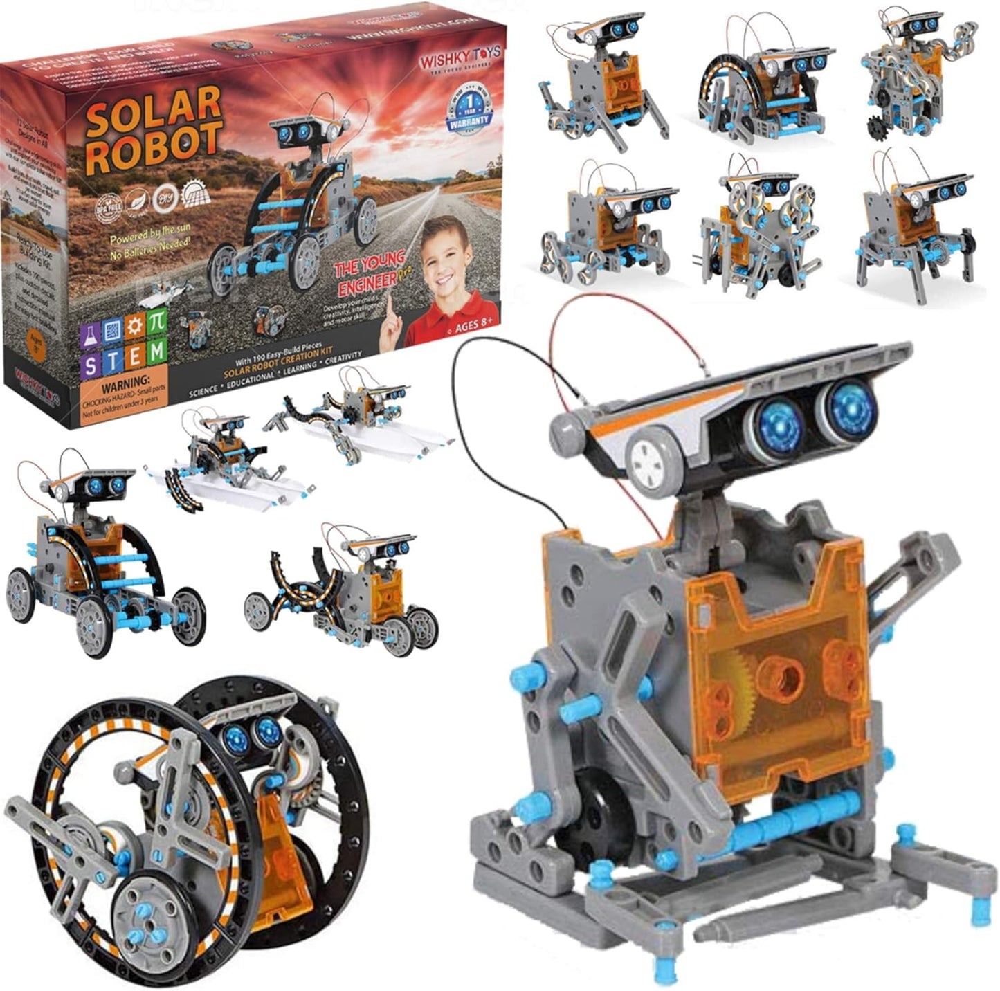 STEM 12-in-1 Solar Robot Toys, Building Science Educational Experiment Kit for Kids Aged 8-12 | 190 Pcs Robotics kit for Kids, Young Engineer Gift for Boys Girls Aged 8-12 & Up