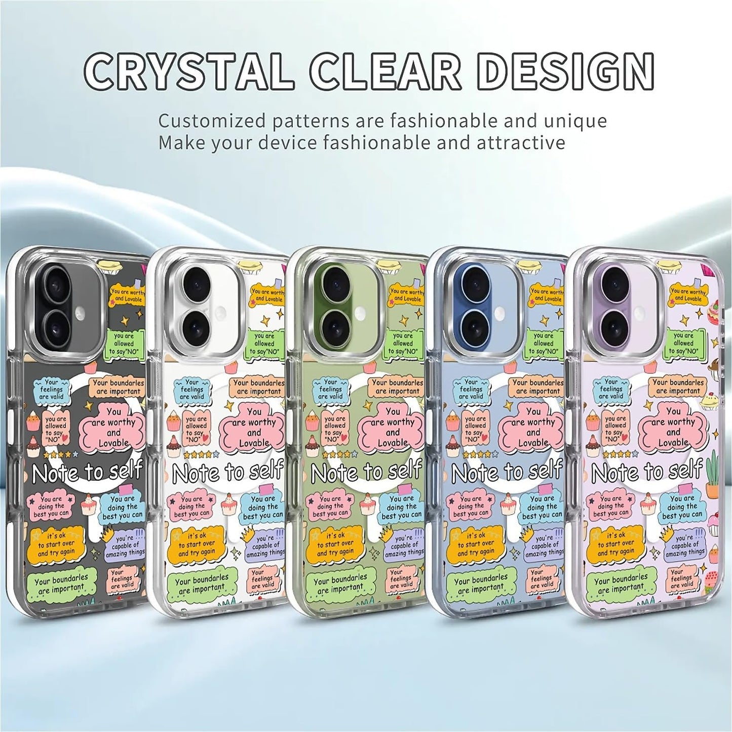 for iPhone 17 Pro Max Case [Compatible with Magsafe],Girls Women Clear Magnetic Case Silicone Shockproof Protective Cover with Pattern Colorful Motivational Letters