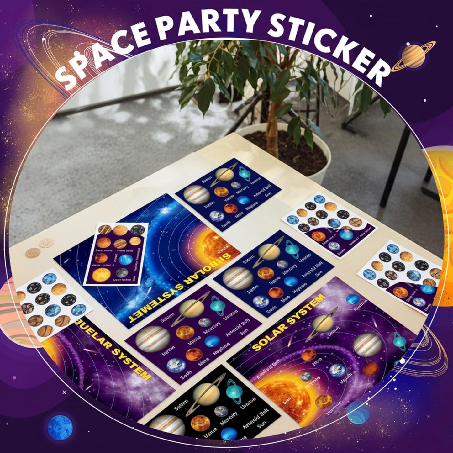 24 Set 48 Sheets Planet Craft Kits Waterproof Space Stickers DIY Make Your Own Solar System Stickers for Crafts Reward Game Activities