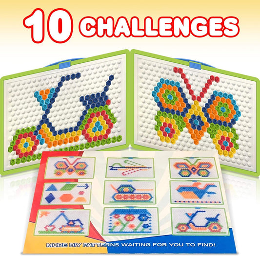 ArtCreativity Mushroom Peg Puzzle for Kids with 10-Challenges, Fun Brain Teaser peg Game for Children, Mushroom Puzzle, Creative Educational Learning Toy, Gift Idea for Boys and Girls