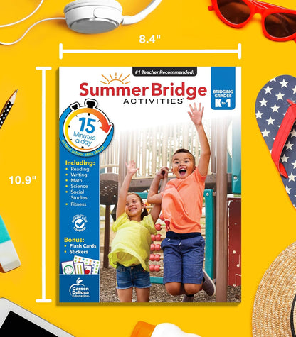 Summer Bridge Activities Kindergarten to 1st Grade Workbooks, Activity Book Ages 4-6 With Math, Phonics, Science, Social Studies, Writing Practice, Fitness, Flash Cards, Stickers, and More (Volume 2)