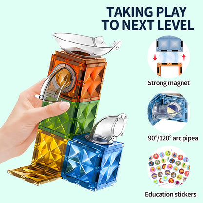 325PCS Glow in The Dark Marble Run with Motorized Elevator, STEM Building Blocks Toy Includes 113 Marbles, for Kids Ages 3+, Easter Birthday Gift for Boys and Girls