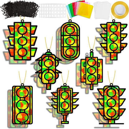 32 Sets Outer Space Suncatchers Craft Kit DIY Window Stained Glass Effect Planet Astronaut Alien Paper Crafts Home School Classroom Decoration Kid Birthday Gift Creative Art Project Activity Game - Colors A