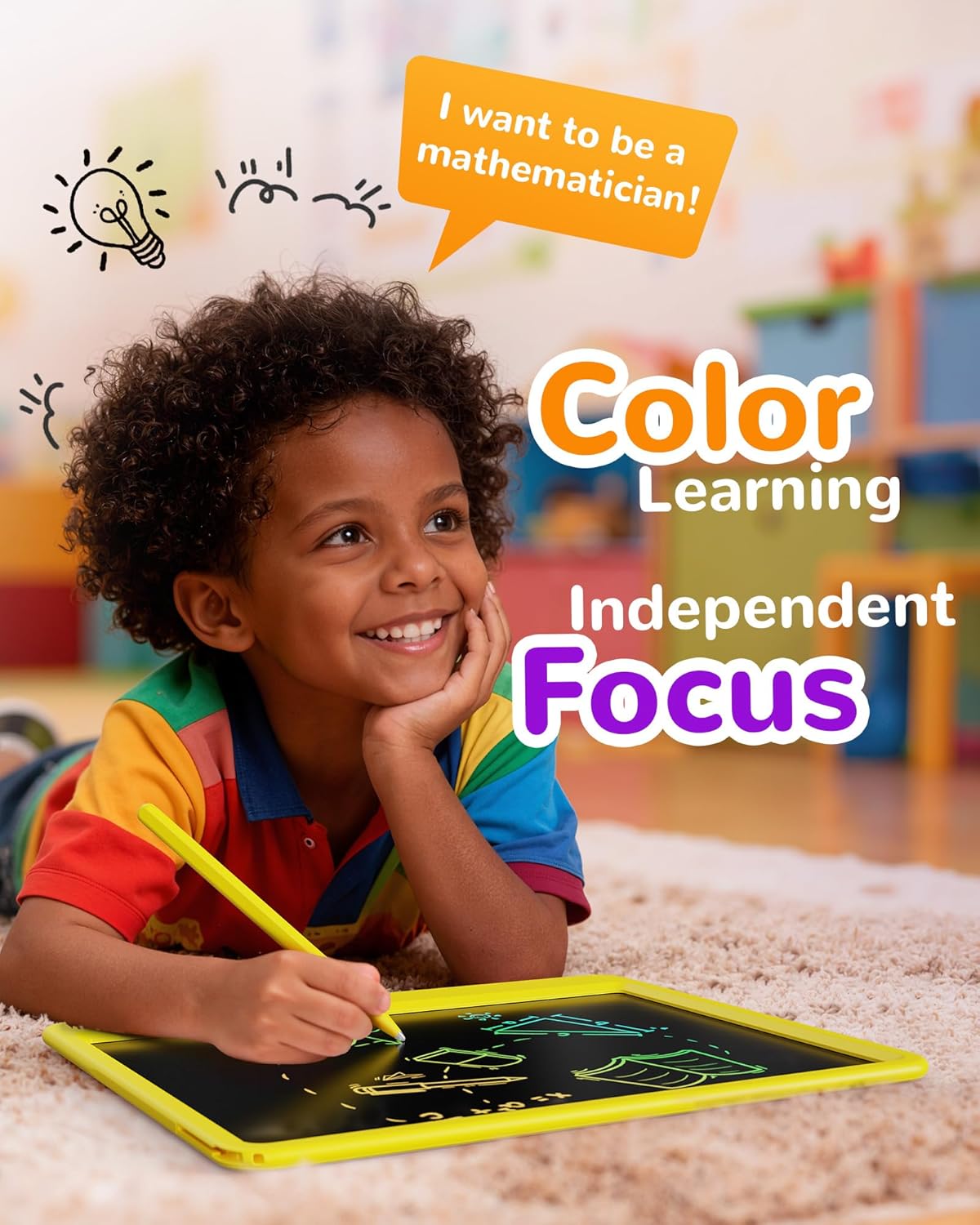 KOKODI LCD Writing Tablet, 12 Inch Colorful Toddler Doodle Board Drawing Tablet, Erasable Reusable Electronic Drawing Pads, Educational and Learning Toy for 3-6 Years Old Boy and Girls(Blue)