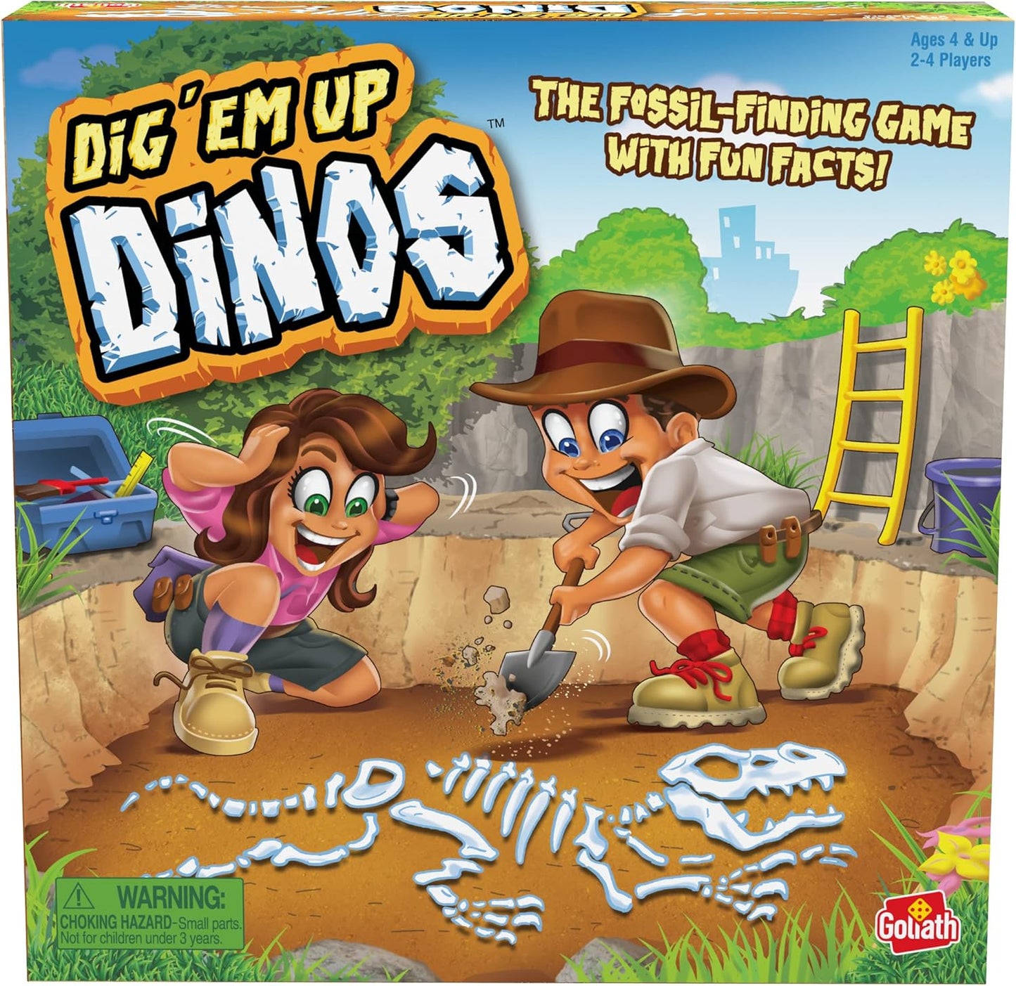 Goliath Dig 'Em Up Dinos - Fossil-Finding, Dino-Building Game Includes Fun Dinosaur Facts - 2-4 Players, Ages 4 and Up