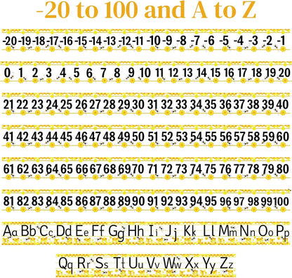 32Pcs A to Z Alphabet and -20-100 Number Cards Boho Bulletin Board Under The Sea Ocean Summer Sunflower Bee Theme Classroom Decorations Math Posters for Wall School Teacher Supplies (Sea Number)