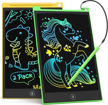 TECJOE 2 Pack LCD Writing Tablet, 8.5 Inch Colorful Doodle Board Drawing Tablet for Kids, Kids Travel Games Activity Learning Toys Birthday Gifts for 3 4 5 6 Year Old Boys and Girls Toddlers