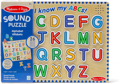 Melissa & Doug Wooden Alphabet Sound Puzzle - Wooden Puzzle with Sound Effects (26 pcs) - FSC Certified