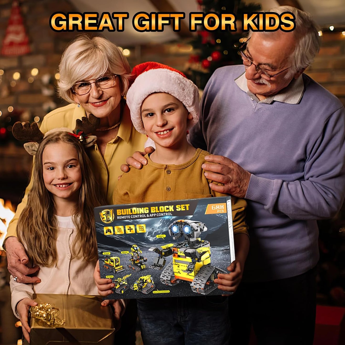 ADUSRIZ 5 in1 Stem Robot Building Kit for Kids Ages 8-13, 688 PCS Remote & App Controlled Dinosaur Car Building Toys for Kids Science Learning, Birthday Gifts for 8 9 10 11 12+ Years Old Boys Girls