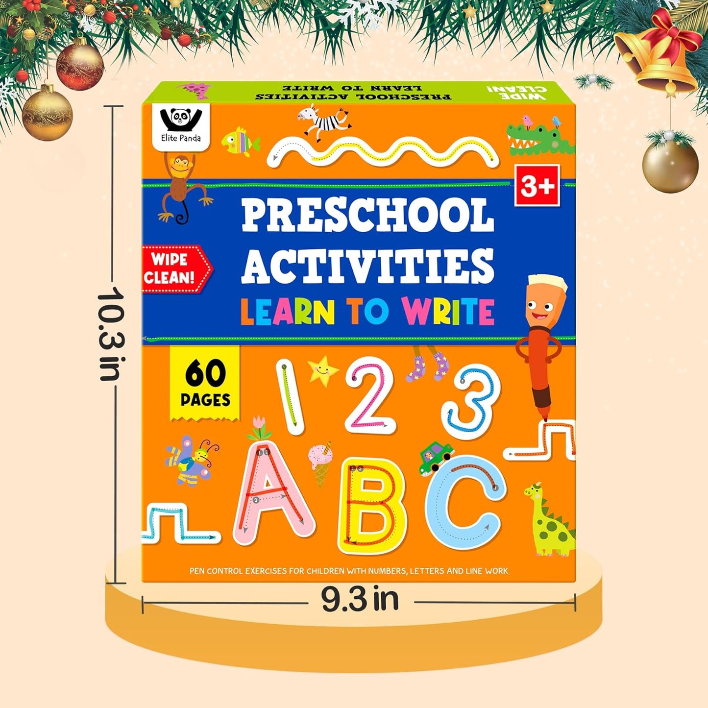 ElitePanda Preschool Learning Activities – 30 Dry Erase Cards (60 Pages), Handwriting Practice & Fine Motor Skills, Letter and Number Tracing for Kids, Learning Toys for Ages 3–5