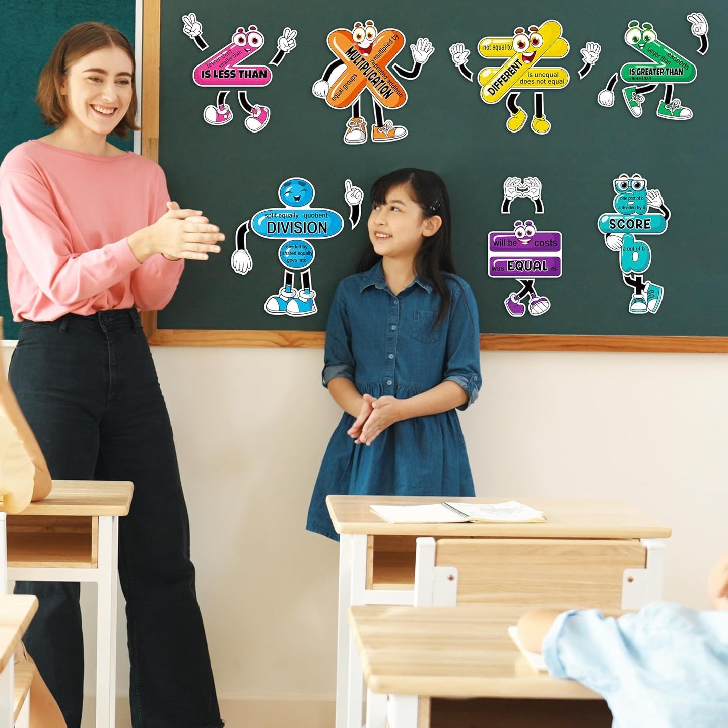 12PCS Math Posters Bulletin Board Classroom Decor: Educational Magnets Decorations, Mathematics Talk Sign Magnetic Symbols Cutouts for Elementary School Grade 2th 3th 4th 5th