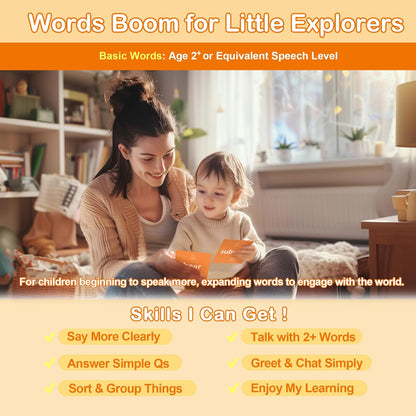 Thick Baby Flash Cards for Toddlers 1-3 Sight Words Flash Cards for Kindergarten，50 First Words Fun Video Flash Cards for Toddlers，Learning Resources Kids Aba Therapy Materials