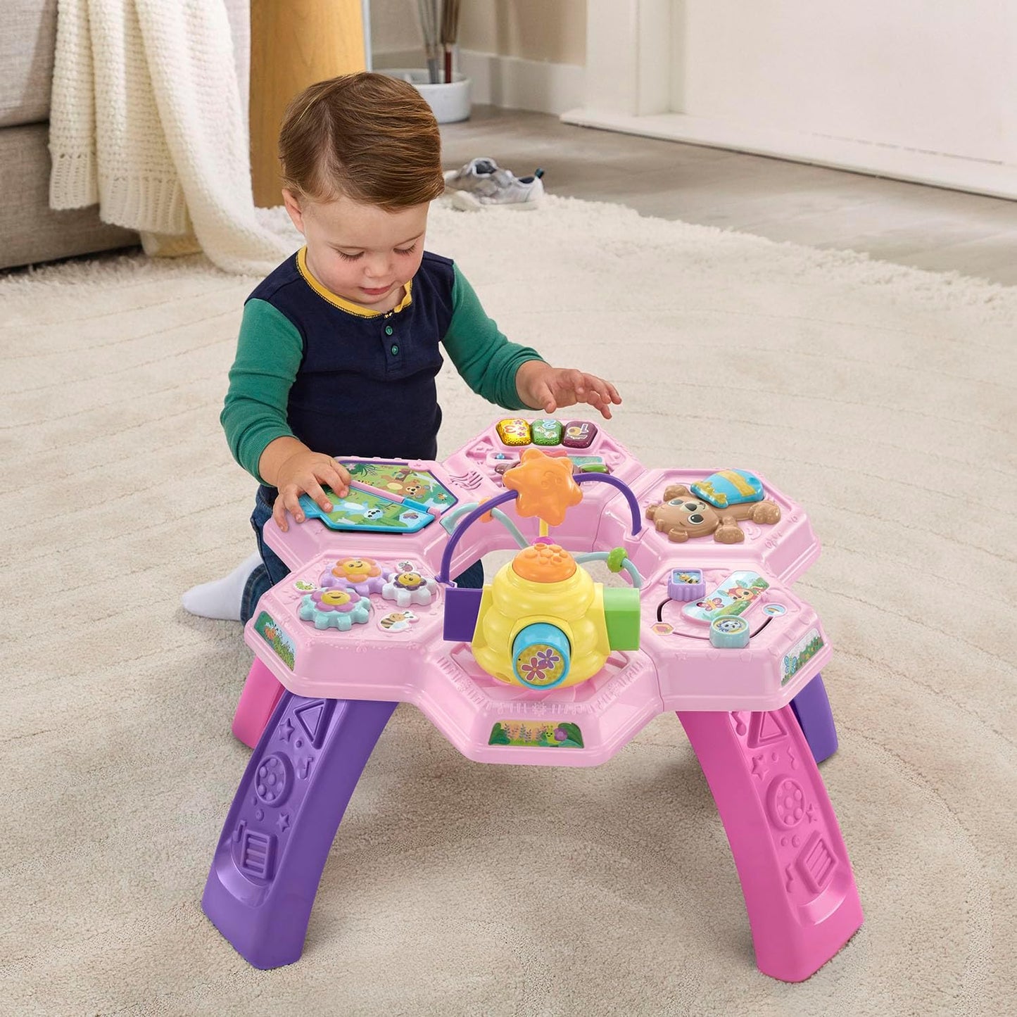 VTech Buzz and Learn Activity Table with Seven Interactive Play Zones, Blue