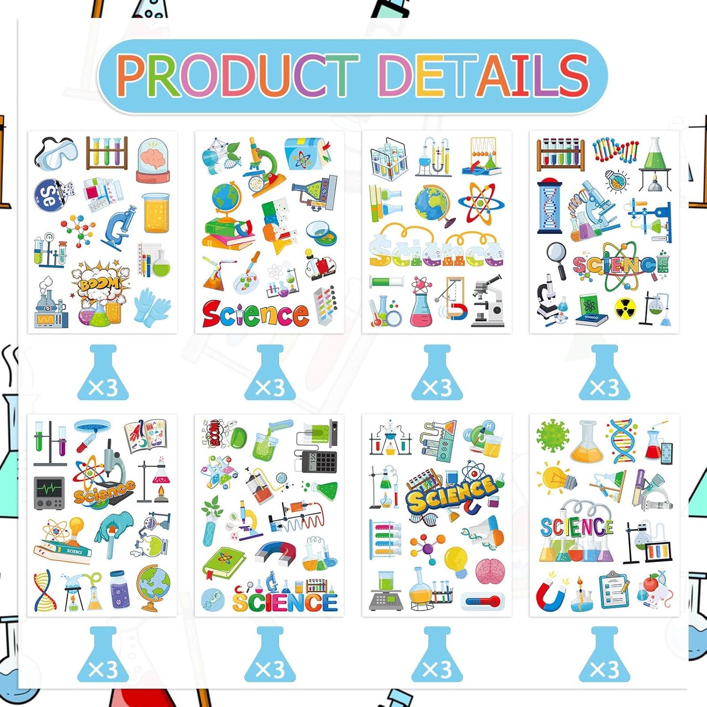 312 Pcs Science Stickers, Chemistry Biology Physics Laboratory Sticker Science Themed Stickers for Craft Supplies Classroom Rewards Party Decorations