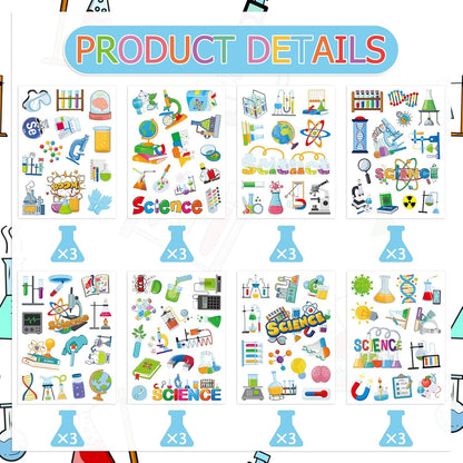 312 Pcs Science Stickers, Chemistry Biology Physics Laboratory Sticker Science Themed Stickers for Craft Supplies Classroom Rewards Party Decorations
