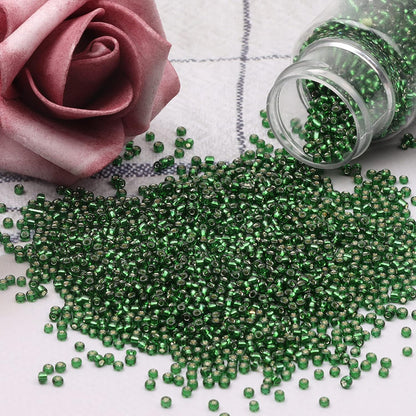 10100 Pcs Size 11/0 Glass Seed Beads, 2 mm Dark Green Small Mini Spacer Loose Pony Beads for Jewelry Making and DIY Crafts - Colors A