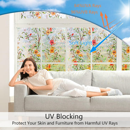 LEMON CLOUD Window Film, Decorative Window Privacy Film, Window Film Privacy Static Cling Frosted, Anti-UV Sun Blocker Heat Control for Home(Grayish Black, 17.5 x 78.7 inches)