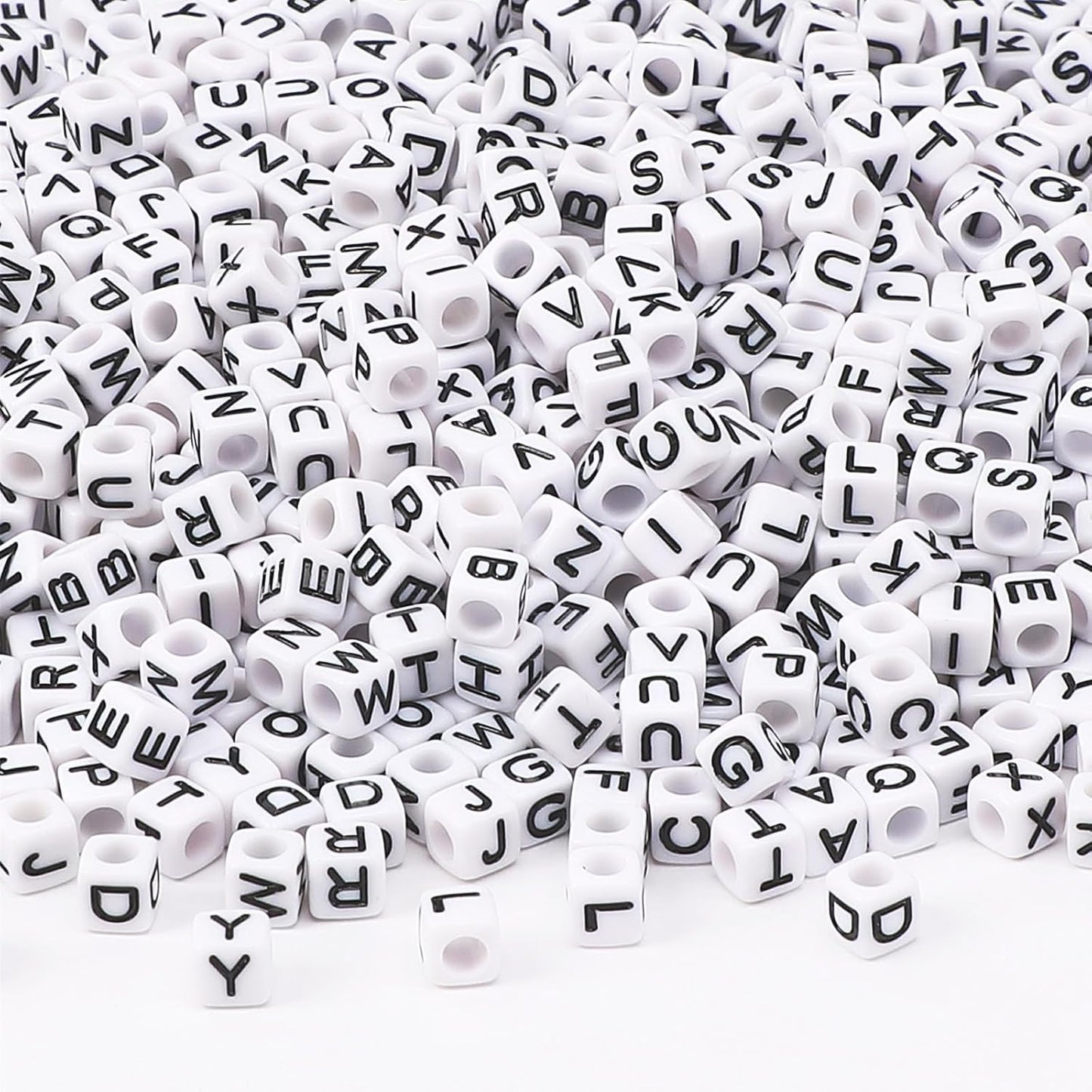 Letter Beads, Augshy 1400 Pcs Morandi Cube Alphabet Bead,Square Letter Beads with 1 Roll 10M Crystal String Cord (6mm)