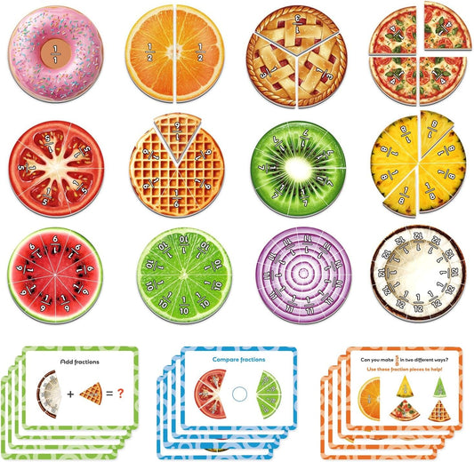 Magnetic Fraction Tiles & Circles, Bars,Math Manipulatives 2nd, 3rd, 4th, 5th Grade,Fraction Manipulatives for Kids Teachers Demonstration Teaching Homeschool Supplies Classroom Whiteboard