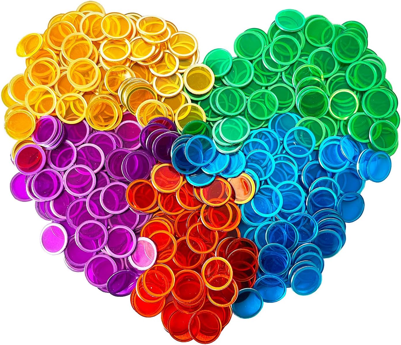 SEETOOOGAMES Magnetic Bingo Chips Counters - 500 Pieces Transparent Counting Game Chips - Clear Plastic Math Markers for Classroom - Mixed Color