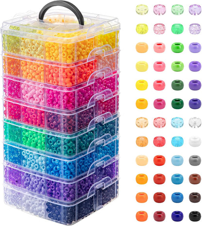 Umikk 10,000 Pcs Pony Beads, 30 Assorted Colored Beads for Bracelets Making Hair Braiding Kandi Friendship Bracelet Bead for Craft Jewelry Making Christmas Gifts (5.73LB, Boxed)