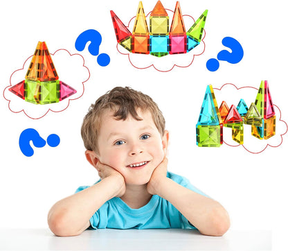 PicassoTiles 40pc Nano Mini Magnetic Tile Construction Building Blocks Travel Toy Set with Storage Case STEM Educational Fun Learning Magnet Tiles Stacking Toys for Toddlers Girls Boys Ages 3+ PN01