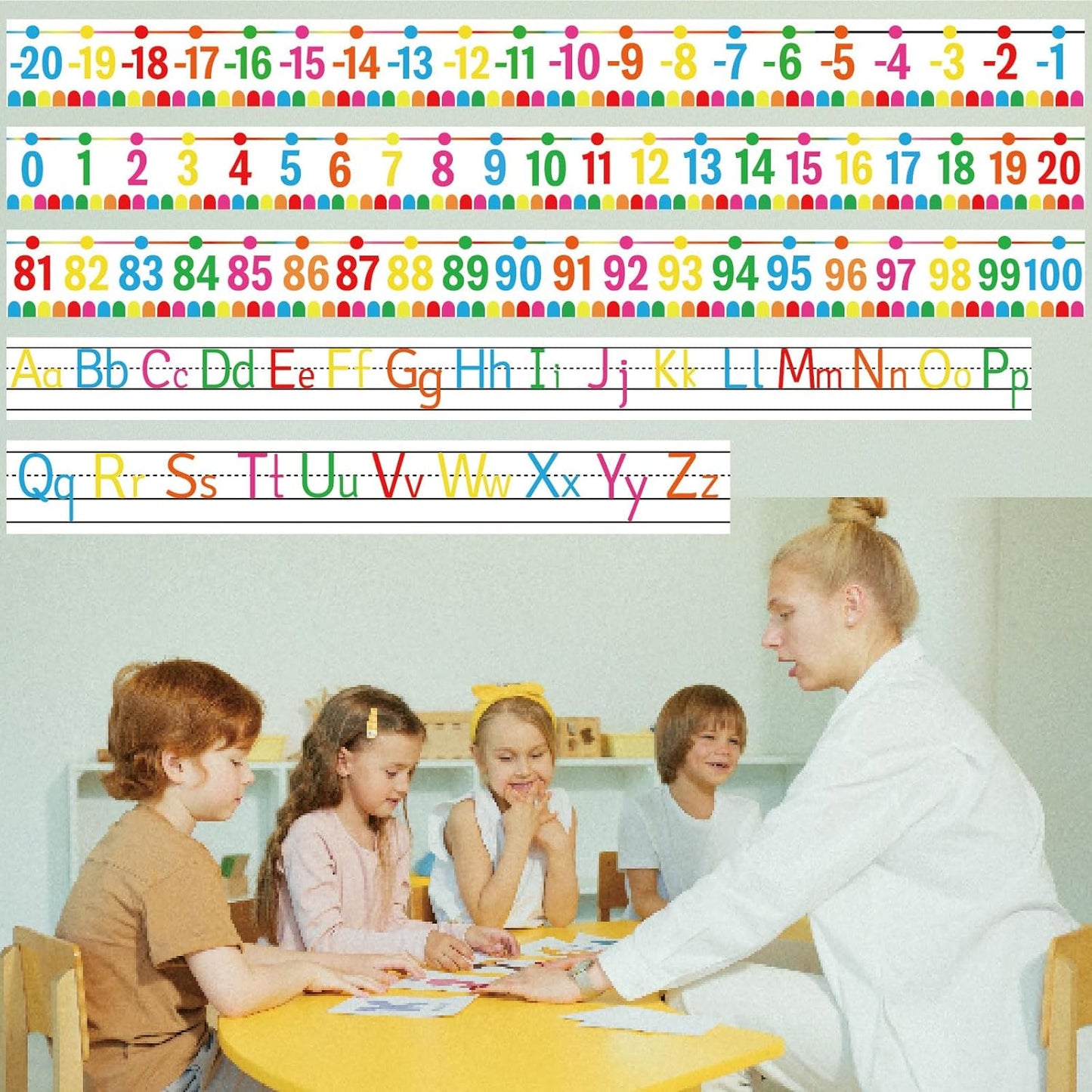 32Pcs A to Z Alphabet and -20-100 Number Cards Boho Bulletin Board Under The Sea Ocean Summer Sunflower Bee Theme Classroom Decorations Math Posters for Wall School Teacher Supplies (Sea Number)