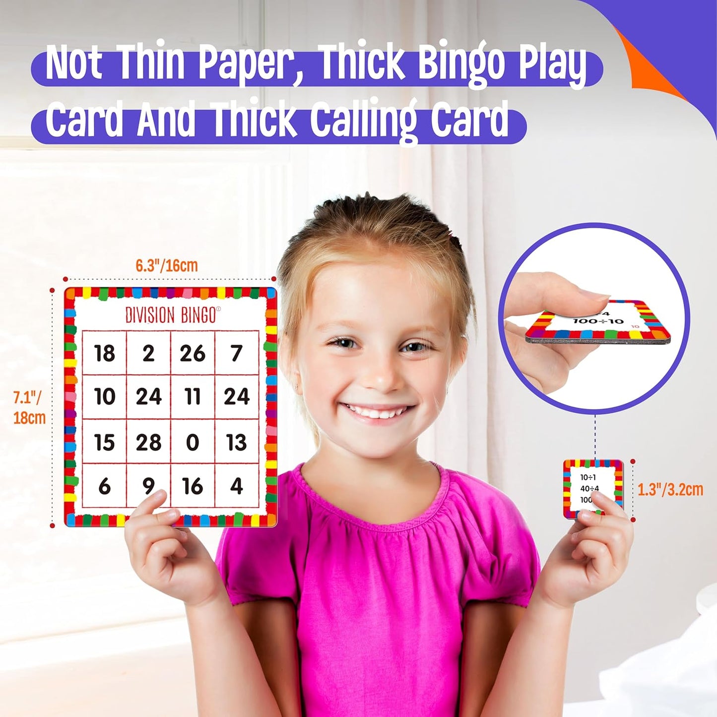 SpriteGru Multiplication & Division Bingo Game, 480 Math Problems, 2 Educational Math Board Game for Kindergarten and Preschool Kids 4-8, Perfect for Classroom & At Home (Up to 25 Players)
