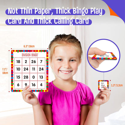 SpriteGru Multiplication & Division Bingo Game, 480 Math Problems, 2 Educational Math Board Game for Kindergarten and Preschool Kids 4-8, Perfect for Classroom & At Home (Up to 25 Players)
