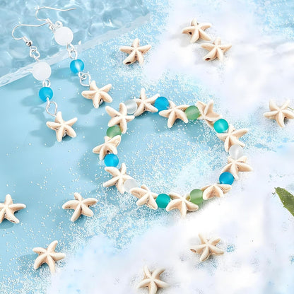 100pcs Blue and White Turquoise Cross Spacer Beads 8x10mm Semi Precious Stone Bead Easter Cross Gemstone Loose Beads for Jewelry Making Charms Beading Bracelets Necklaces Earrings Crafts