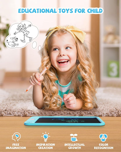 LCD Writing Tablet 10 Inch, Toys for 3 4 5 6 7 8 9 10 Year Old Boys Girls, Colorful Doodle Board Drawing Tablet, Gift for Boys Toddlers Age 3-12 Years, Memo Board, Drawing Pads with Lanyard(Blue)