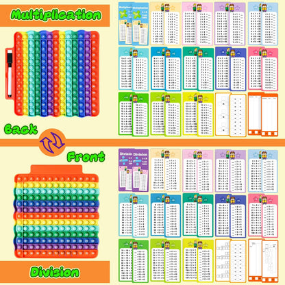 Multiplication Flash Cards + Math Board, Math Flash Cards & Chart, Times Table Manipulatives for Preschoolers 3rd,4th,5th,6th Grade
