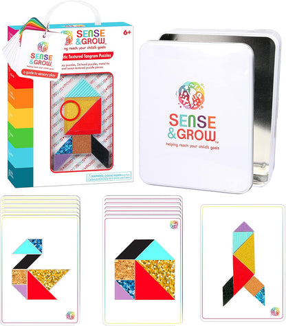 Sense & Grow Kids Unique Textured Tangram Puzzle, Age 6+