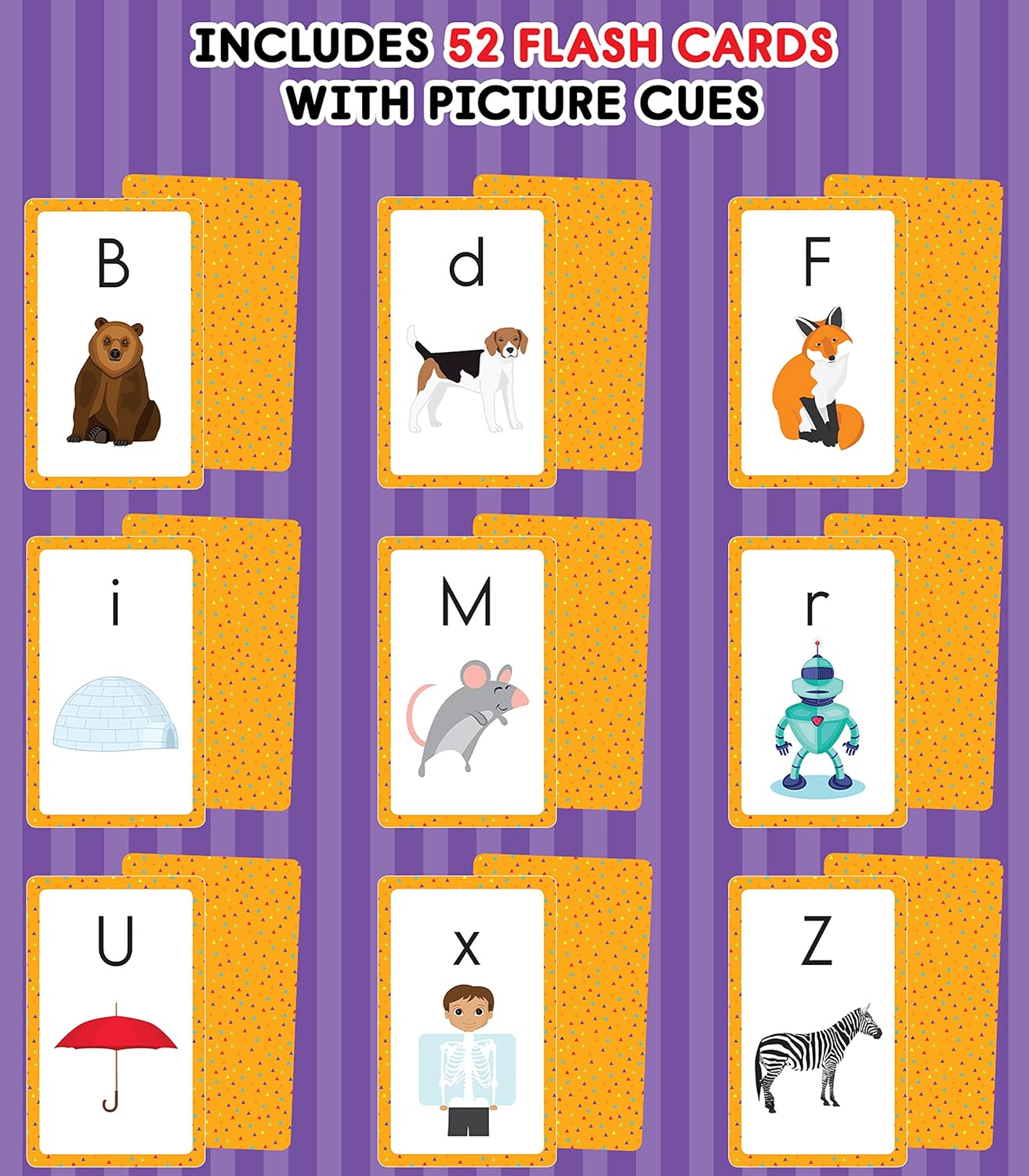Carson Dellosa 54 Alphabet Flash Cards, abc Letter Recognition Flashcards for Toddlers 3-5 Years, Preschool and Kindergarten Learning Activities and Phonics Games