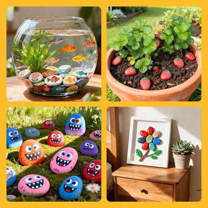 Simetufy 15 Pcs Rocks for Painting, River Rocks to Paint, 2"-3" Flat Painting Rocks, Smooth Rocks for Crafts, Natural Stones for DIY, Kindness Rocks Garden Decoration