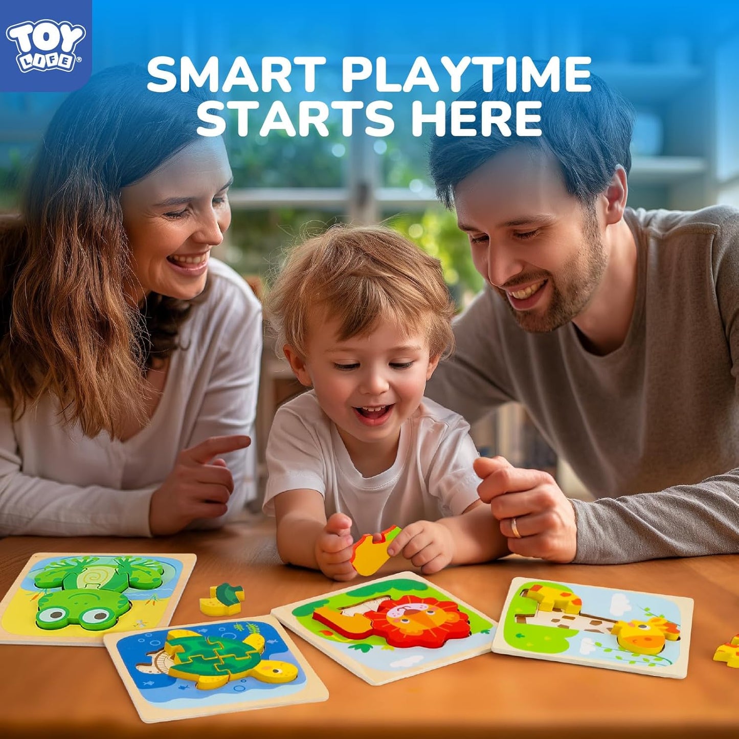 TOY Life Wooden Puzzles for Toddlers 2-4, Montessori Toys for 1 2 3 Year Old Boys Girls, Animals Puzzles Educational Learning Toys 2 Year Old, Toddler Birthday Gifts Toy for Baby Girl Boy 6M+