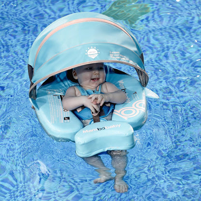 Baby Pool Float with UPF50+ 3D Adjustable Canopy, Add Tail Mambobaby Float Non Inflatable Infant Floats for Pool, Cartoon Narwhal Baby Floats (NPink with Canopy-U05NPCTLUROHML01U05)
