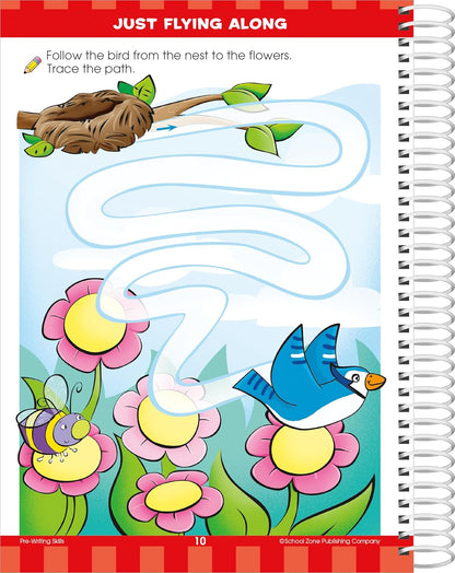 School Zone Big Preschool Workbook: 320 Spiral-Bound Pages, Pre-K, Colors, Shapes, Numbers, Early Math, Alphabet, Pre-Writing, Phonics, Following Directions, Ages 3-5