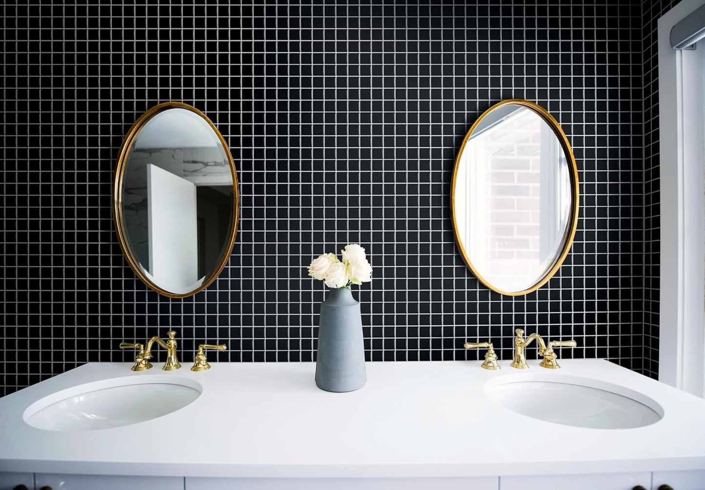 VViViD 11 Sheets Peel and Stick Grey Gloss Faux Ceramic Brick Wall Tiles, Self Adhesive Backsplash 12”x12”, 2mm Thick Kitchen, Bathroom (11 sq. ft.)