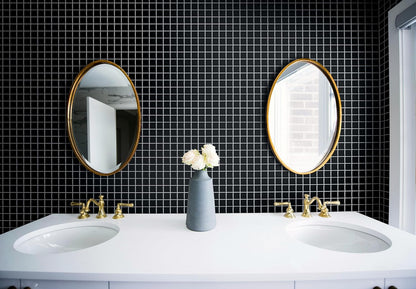 VViViD 11 Sheets Peel and Stick Grey Gloss Faux Ceramic Brick Wall Tiles, Self Adhesive Backsplash 12”x12”, 2mm Thick Kitchen, Bathroom (11 sq. ft.)