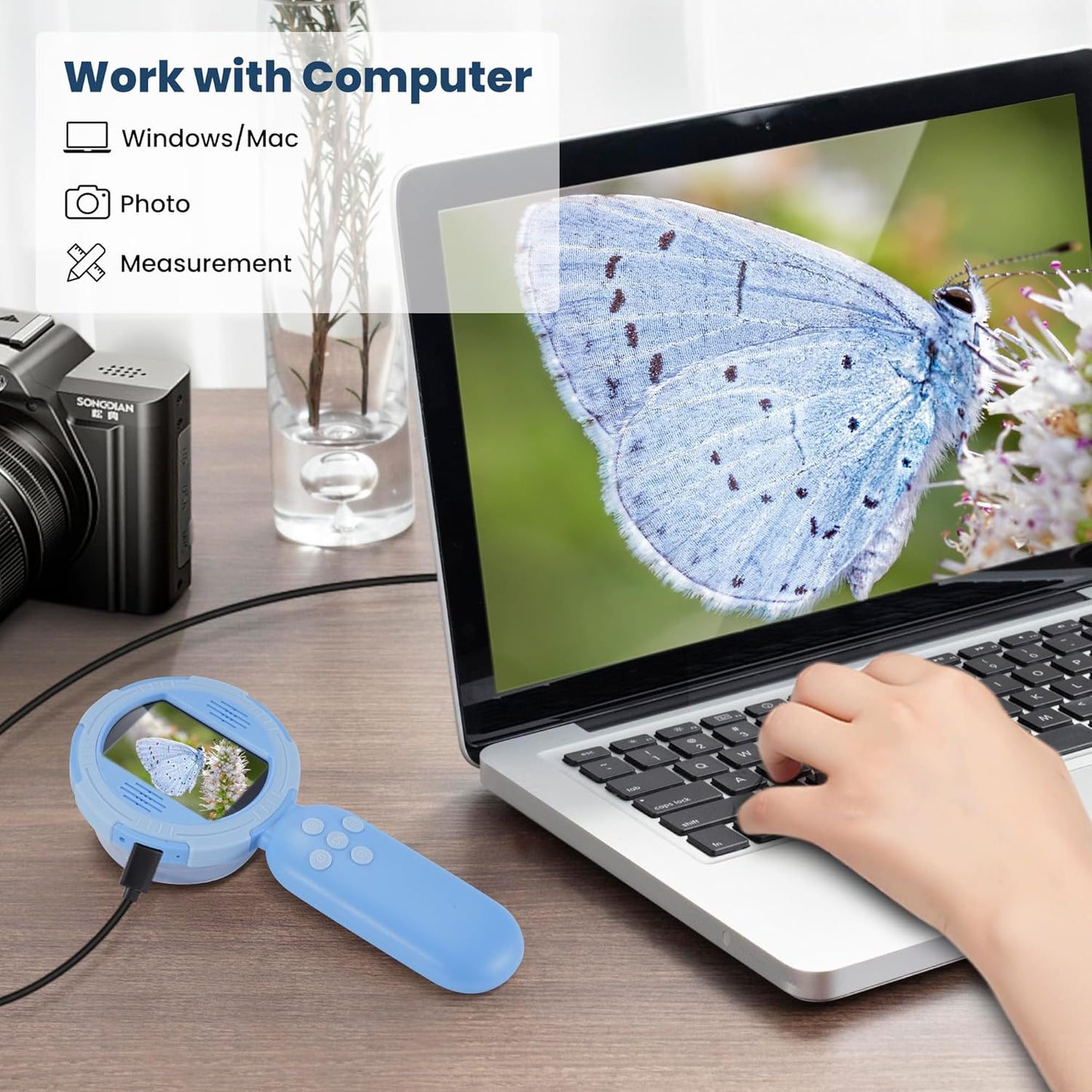 Handheld Microscope for Kids, Mini Digital Microscope for Kids with 2'' Inch Screen,Geology Educational Science for Age 4 5 6 7 8 Girls&Boys