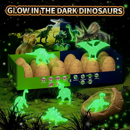 24 Dinosaur Eggs Dig Kit Toys for Kids, Dinosaur Eggs Excavation Kit with Magnifier, Easter Basket Stuffers, Science STEM Birthday Party Favors Gifts for Boys Girls Age 3 4 5 6 7 8 9 10 + Years Old