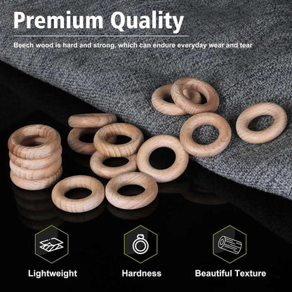 FoDau770 5pcs Natural Beech Wooden Rings, Unfinished Solid Wood Rings Heavy Duty Wood Circles, Macrame Craft Circles for Party, Home Decor & DIY Making - Outer Diameter: 3 Inch