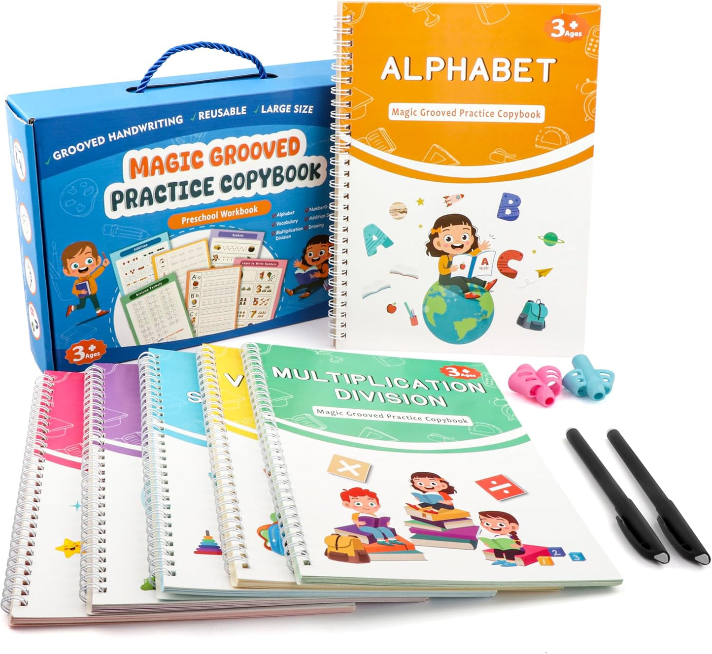 AALGO Handwriting Book Practice for Kids,Reusable Grooved Handwriting Books, Writing Practice for Kids Age 3-5