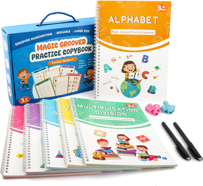 AALGO Handwriting Book Practice for Kids,Reusable Grooved Handwriting Books, Writing Practice for Kids Age 3-5